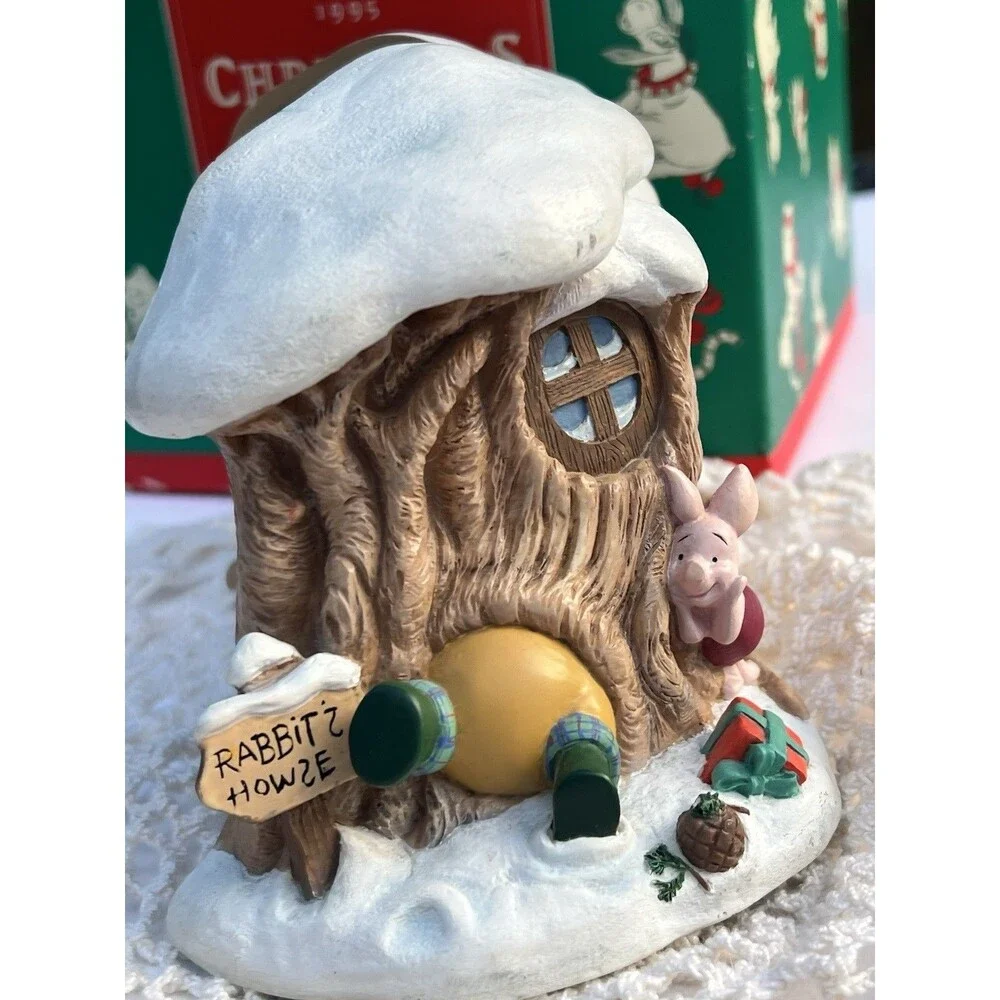 Vintage Disney Christmas At Our House Winnie Pooh Rabbit Piglet Hinged Tree 1995